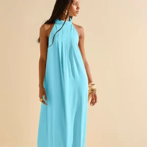 Vestido Solto Gola Alta Sem Manga Longo